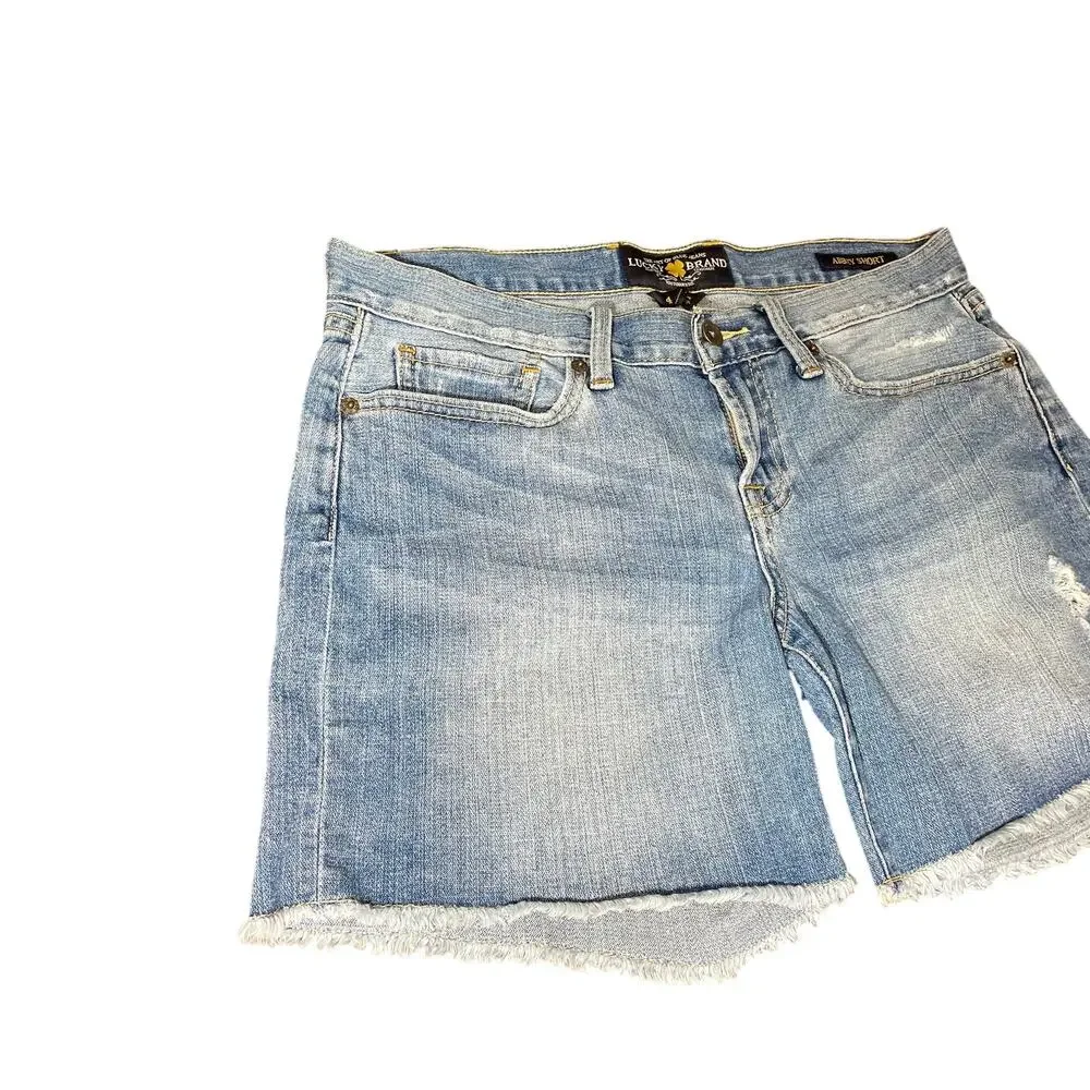 Lucky Brand Light Wash Jean Denim Cutoff Abbey Shorts Sz 4 / 27 - Picture 3 of 10